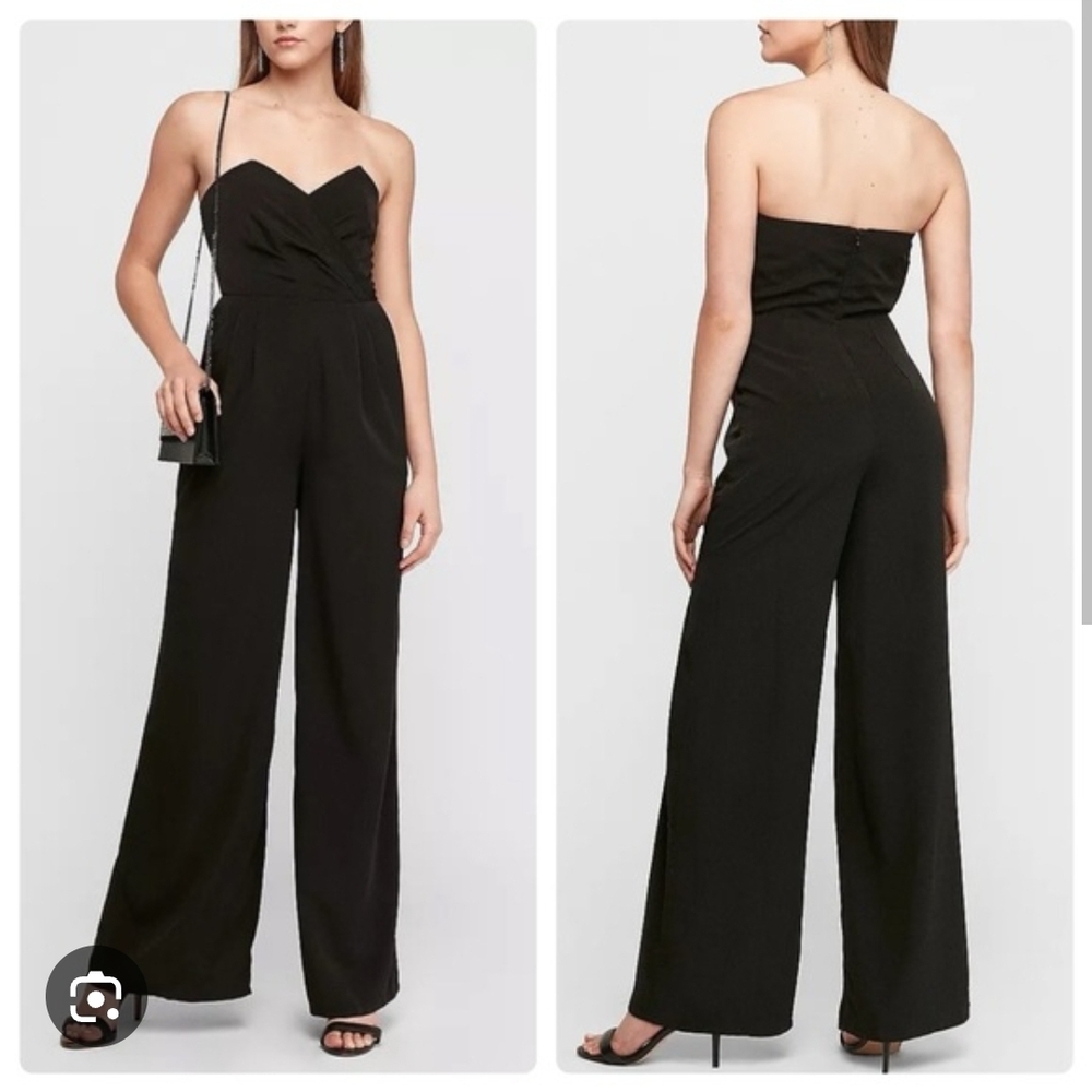 Express Black Strapless Jumpsuit with Sweetheart Neckline
